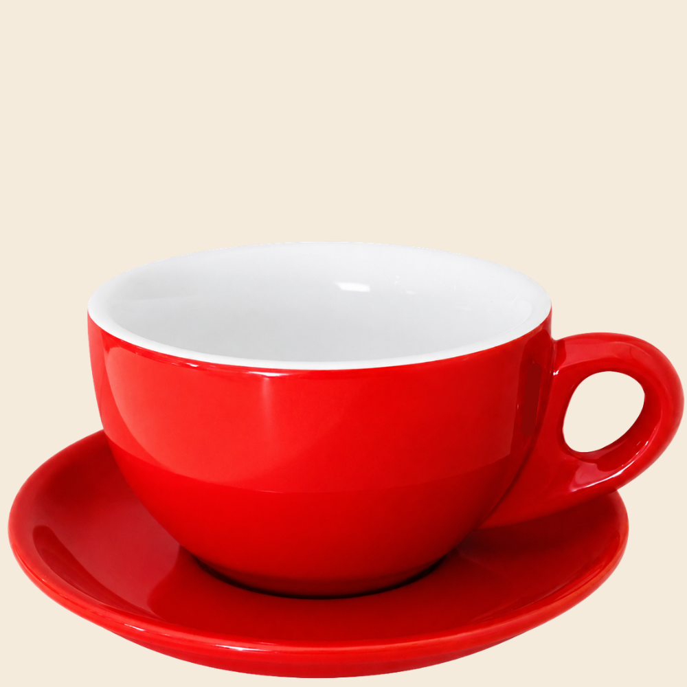 Nuova Point dickwandige Lattetasse PALERMO rot 260 ml - 6 Ober - und Untertassen