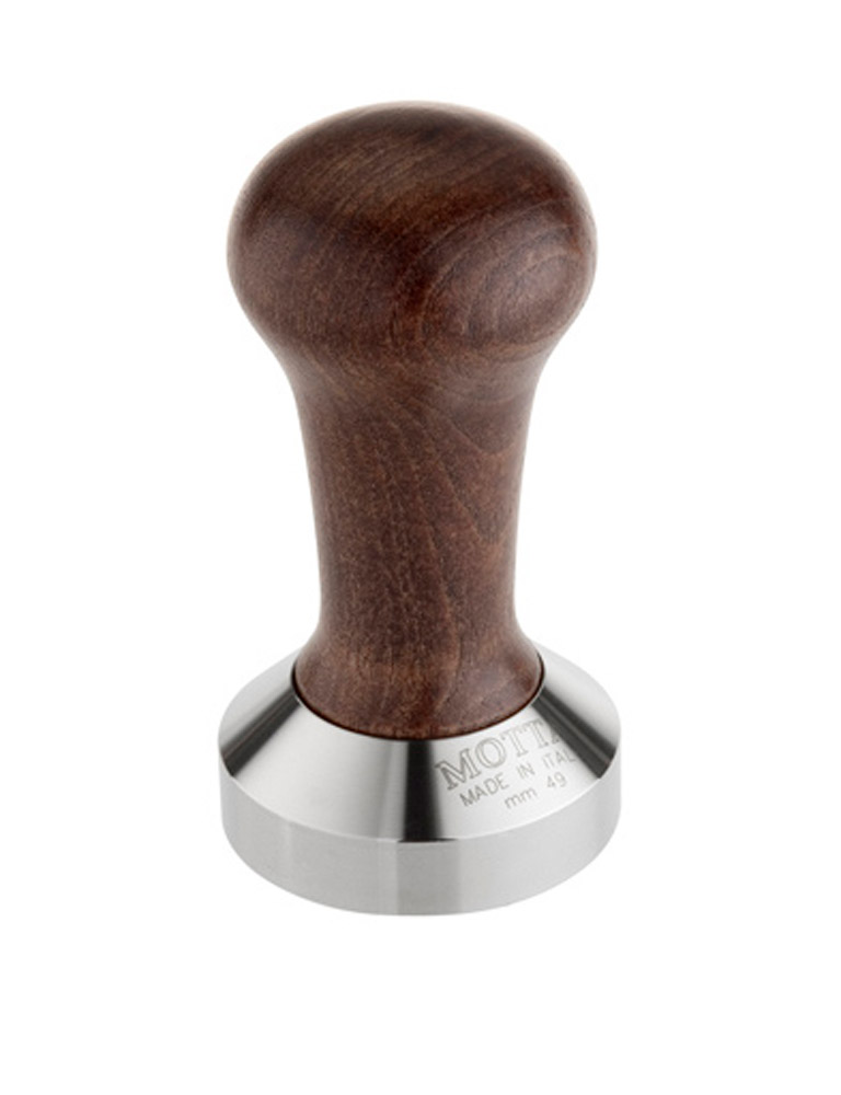 Motta Tamper Edelstahl mit Holzgriff braun in 49mm, 53mm, 57mm, 58mm plan & 58mm gewölbt erhältlich