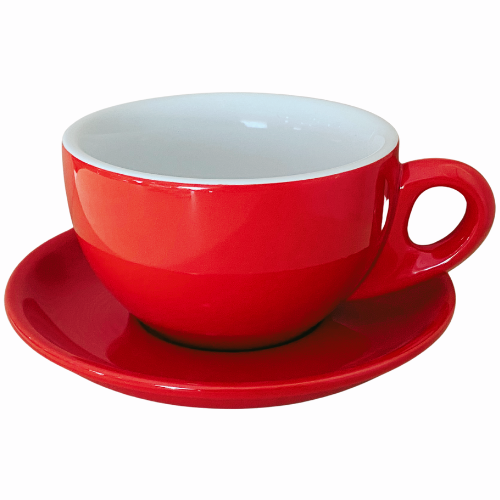 Nuova Point dickwandige Lattetasse PALERMO rot 260 ml - 6 Ober - und Untertassen