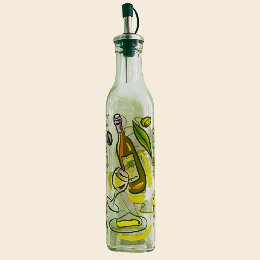 Forever EVA Ölflasche ITALIENISCHE GENUSSMOMENTE aus Glas mit Edelstahl Ausgießer