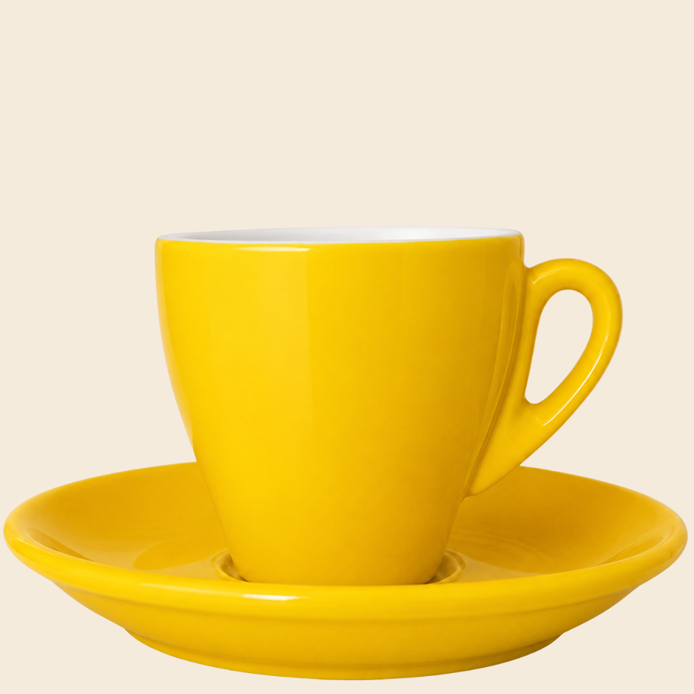 Nuova Point dickwandige Espressotasse MILANO gelb 65 ml - 6 Ober - und Untertassen