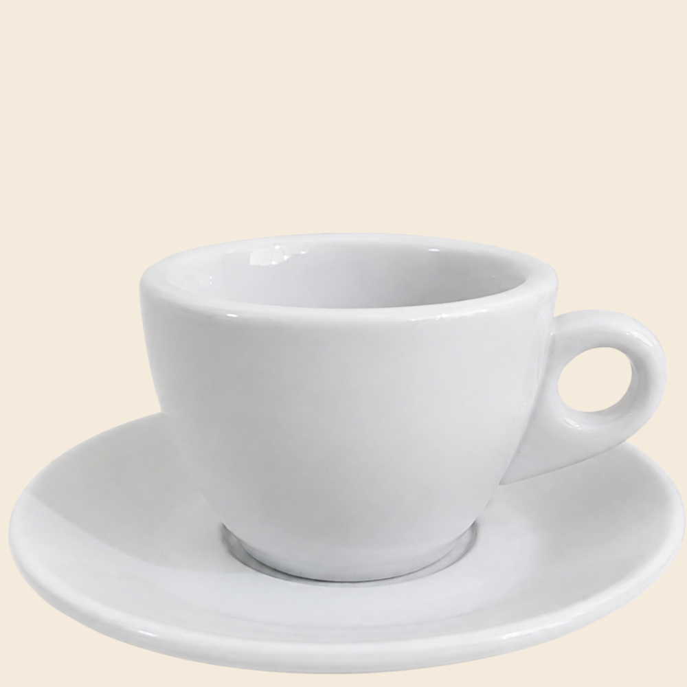 Nuova Point dickwandige Kaffeetasse PORTOFINO weiß 145 ml - 6 Ober - und Untertassen