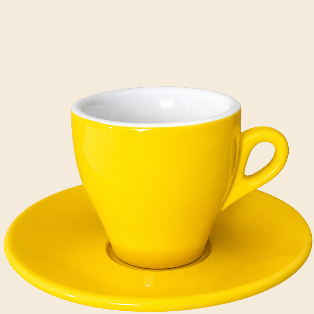 Nuova Point dickwandige Kaffeetasse MILANO gelb 160 ml - 6 Ober - und Untertassen