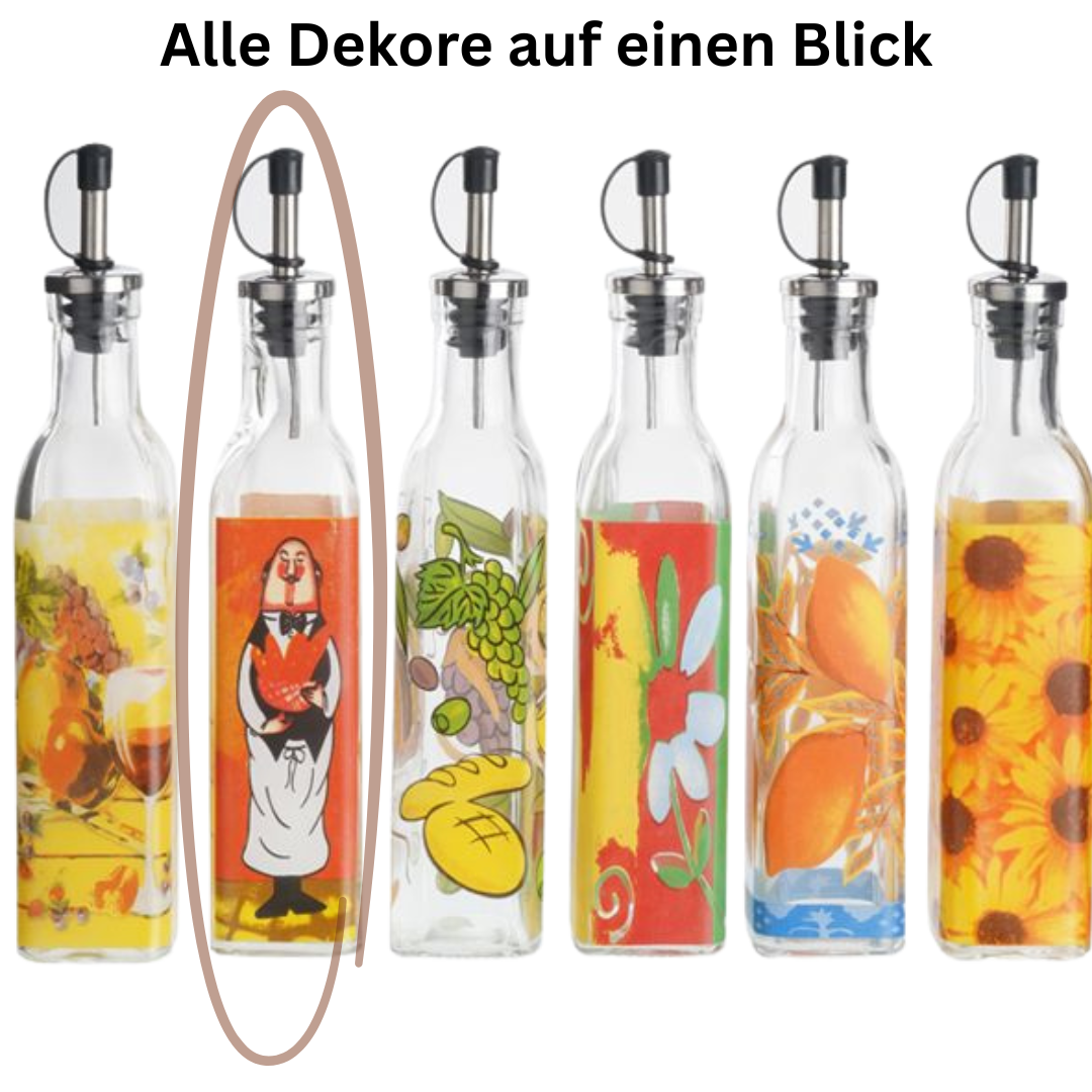 Forever EVA Ölflasche IL CAMERIERE aus Glas mit Edelstahl Ausgießer