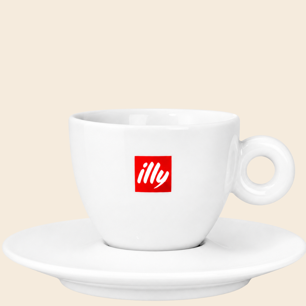 illy original Logo Cappuccinotasse mit Unterteller 200ml weiß 6 Stück