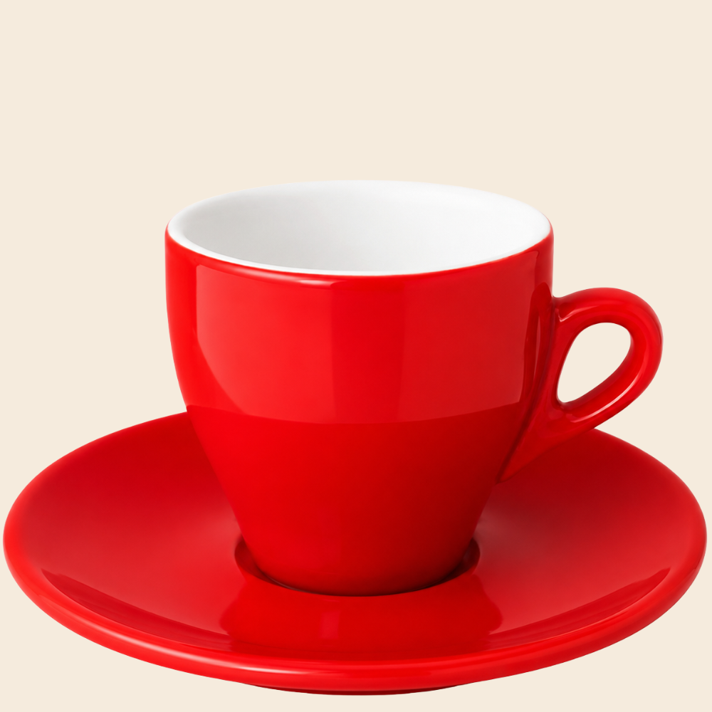 Nuova Point dickwandige Kaffeetasse MILANO rot 160 ml 6 Ober - und 6 Untertassen