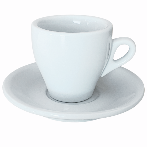 Nuova Point dickwandige Kaffeetasse MILANO weiß 160 ml - 6 Ober - und Untertassen