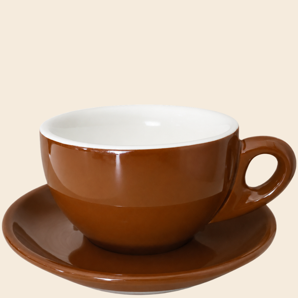 Nuova Point dickwandige Lattetasse PALERMO braun 290 ml 6 Ober - und Untertassen