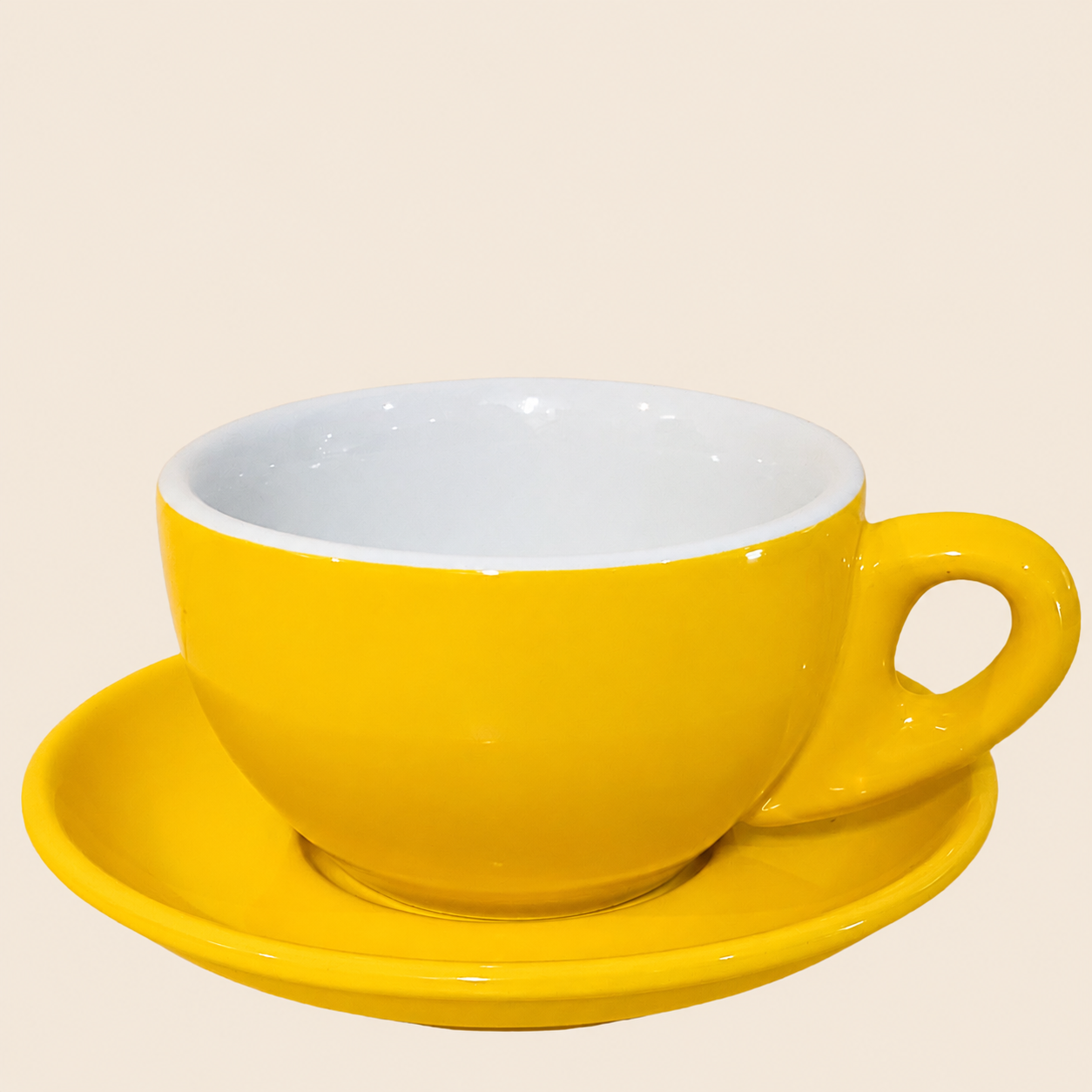 Nuova Point dickwandige Lattetasse PALERMO gelb 260 ml - 6 Ober - und Untertassen