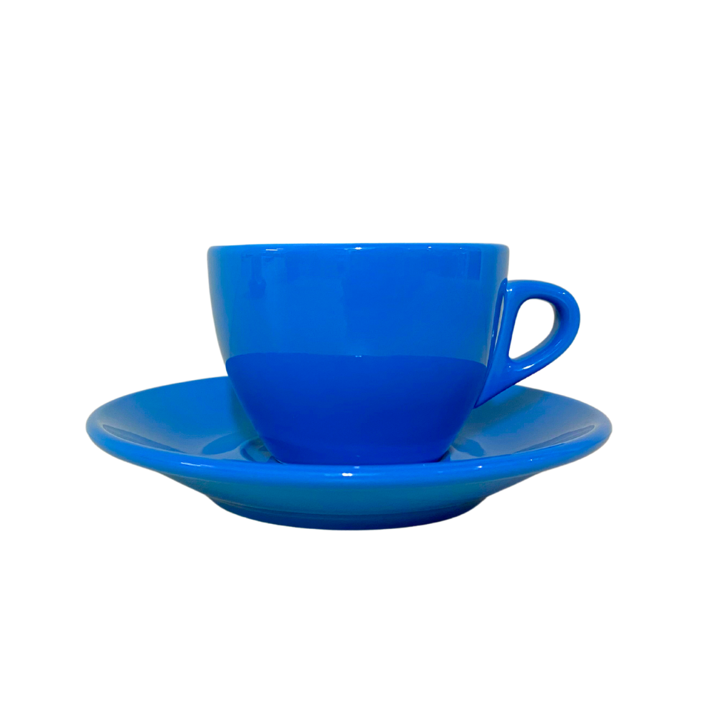 Nuova Point dickwandige Kaffeetasse PALERMO blau 145ml - 6 Ober - und Untertassen