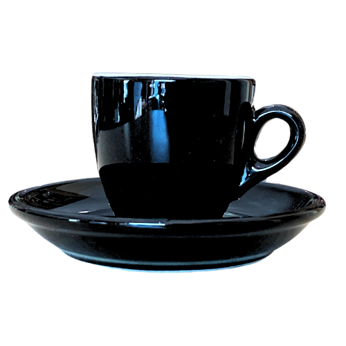 Nuova Point dickwandige Espressotasse PALERMO schwarz 56 ml - 6 Ober - und Untertassen