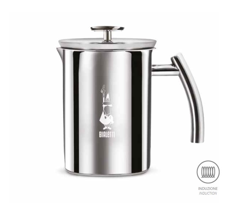 Bialetti Cappuccinatore manueller Milchaufschäumer mit Doppelsieb für Induktion