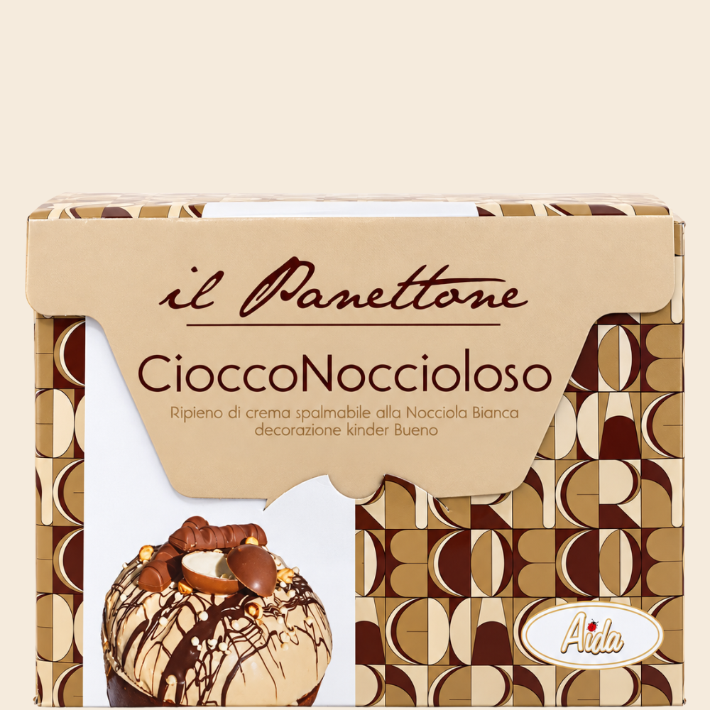 Aida Panettone mit weißer Haselnusscreme, Schokoladenguss und Kinder Bueno® 1100 g
