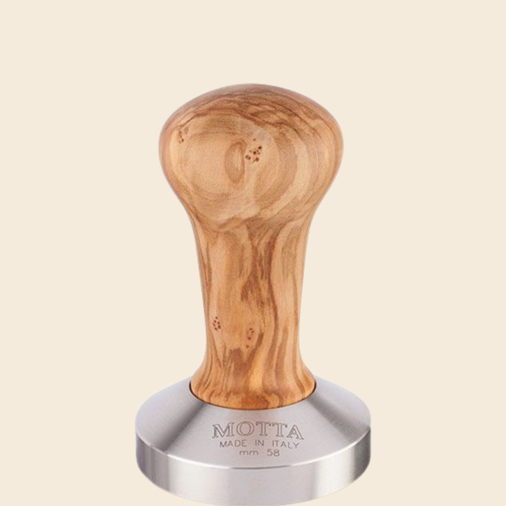 Motta Tamper mit Olivenholz Griff 58 mm plan