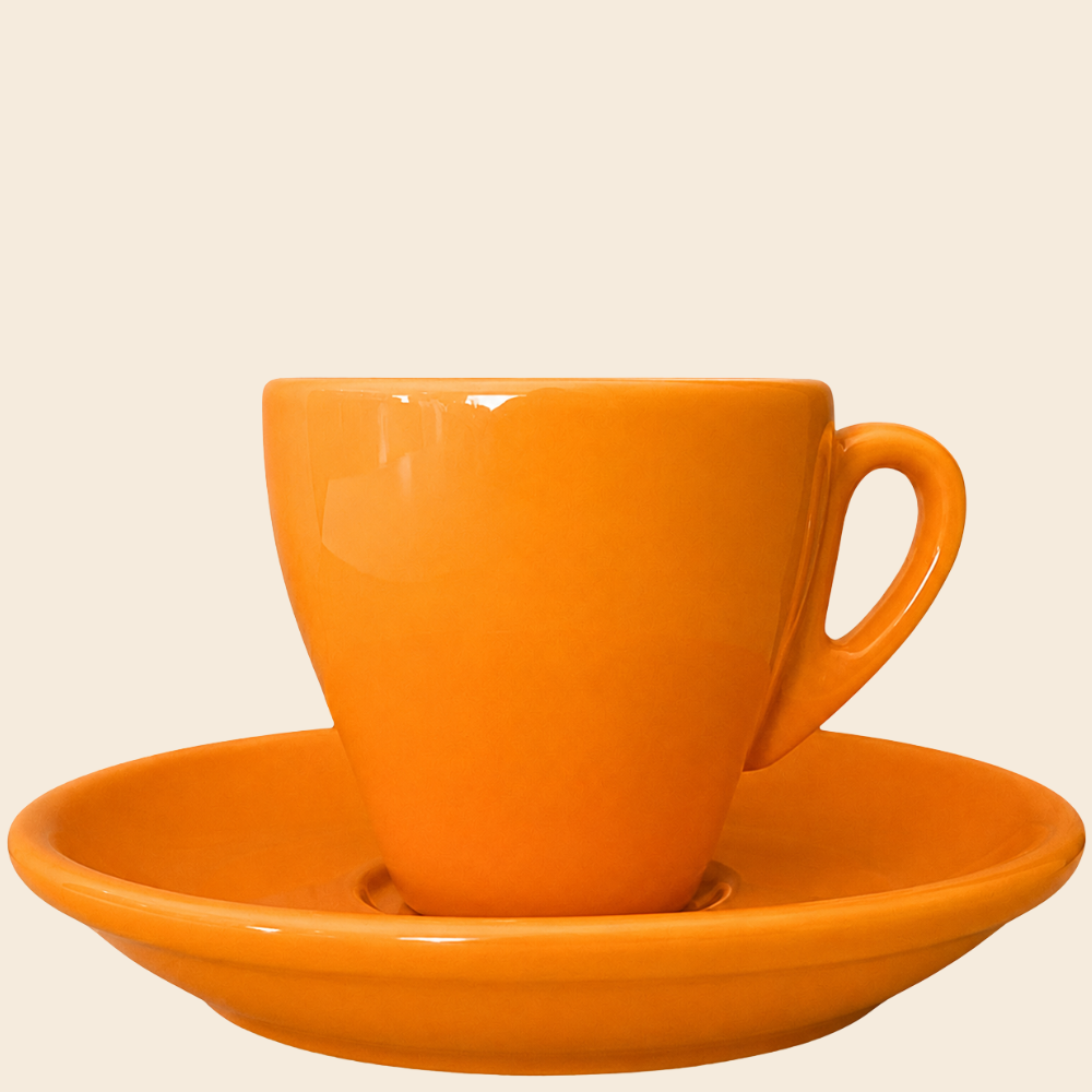 Nuova Point dickwandige Espressotasse MILANO orange 65 ml - 6 Ober - und Untertassen