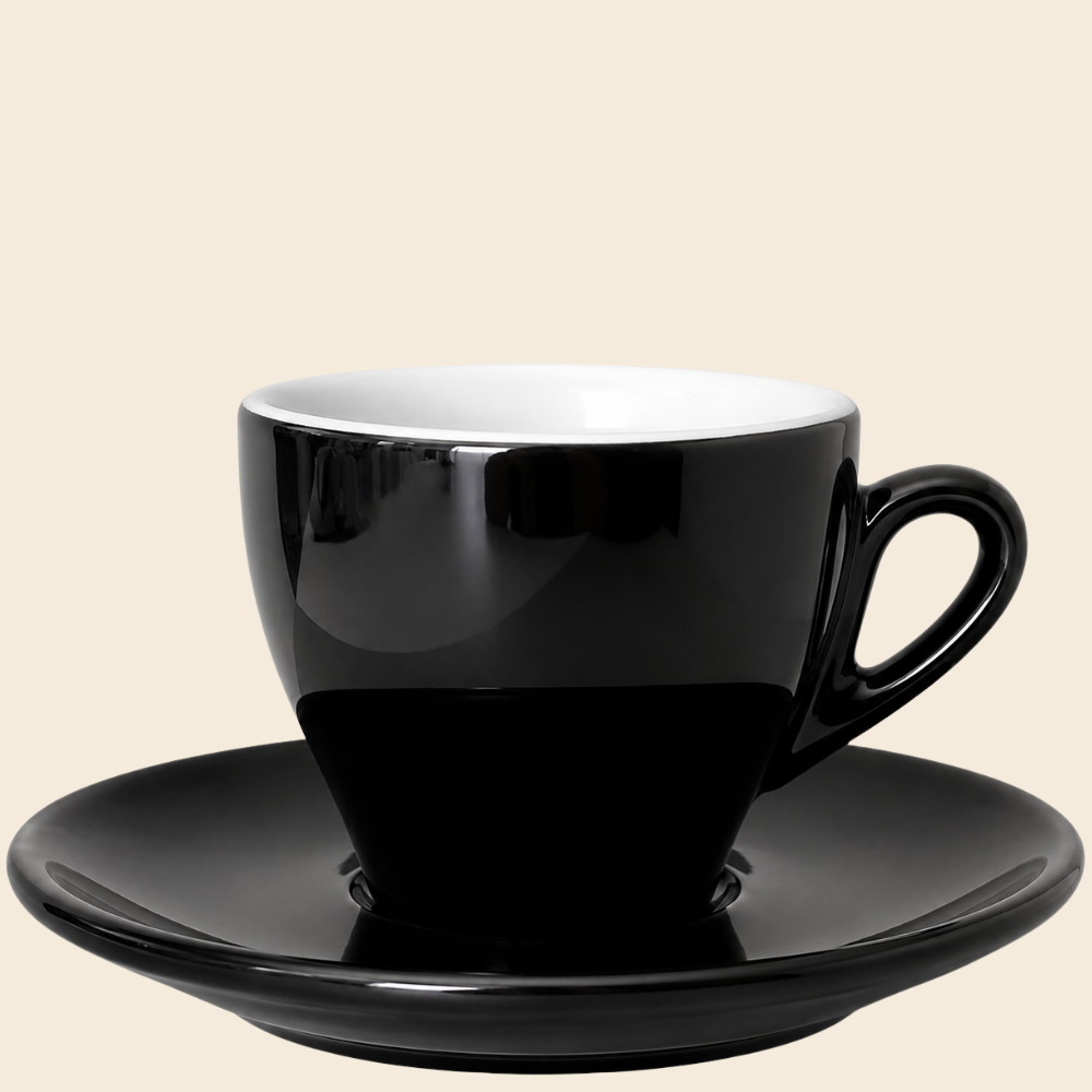 Nuova Point dickwandige Espressotasse MILANO schwarz 65 ml - 6 Ober - und Untertassen