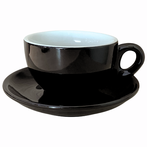 Nuova Point dickwandige Lattetasse PALERMO schwarz 260 ml - 6 Ober - und Untertassen