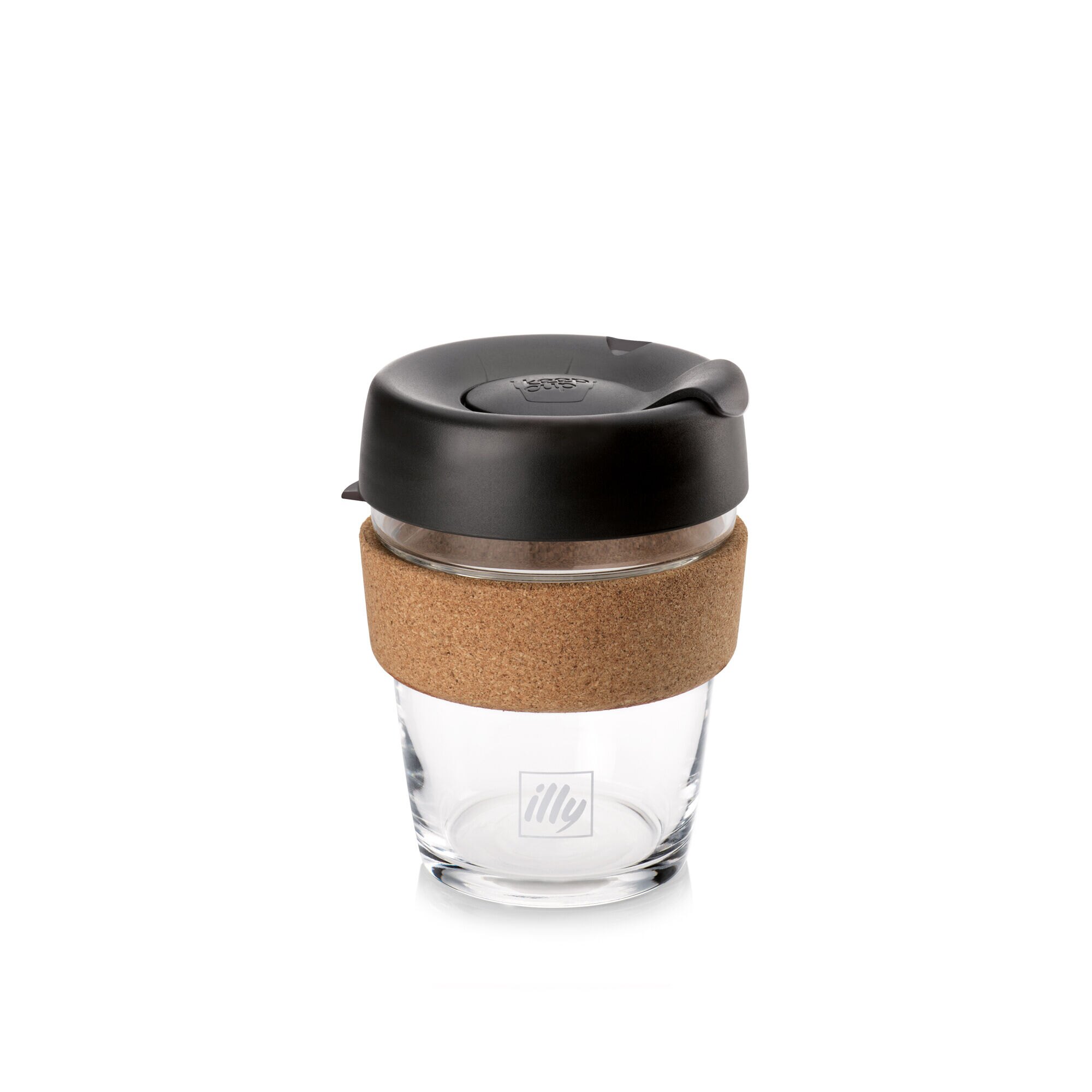 illy Logo Keepcup Travel Mug aus Glas Kork Edition