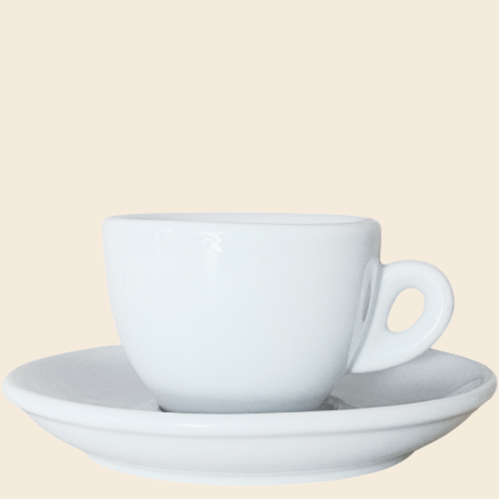 Nuova Point dickwandige Espressotasse SORRENTO weiß 62 ml - 6 Ober - und Untertassen
