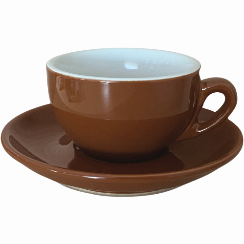 Nuova Point dickwandige Cappuccinotasse PALERMO braun 200 ml - 6 Ober - und Untertassen
