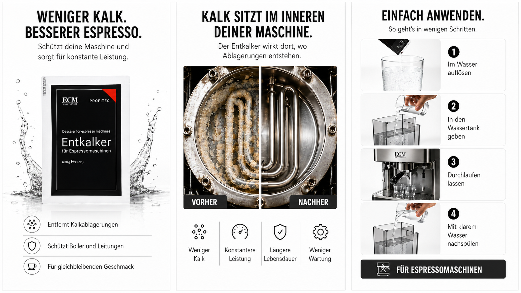 ECM Entkalker spezial Entkalkungspulver für Espresso-Siebträgermaschinen