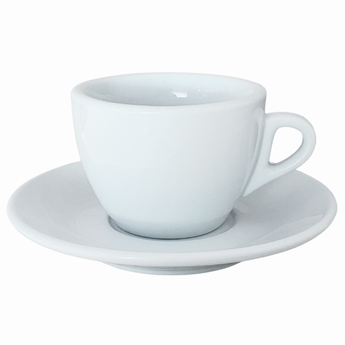 Nuova Point dickwandige Kaffeetasse PALERMO weiß 145 ml - 6 Ober - und Untertassen