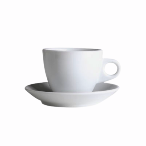Nuova Point dickwandige Cappuccinotasse PORTOFINO weiß 190 ml - 6 Ober - und Untertassen