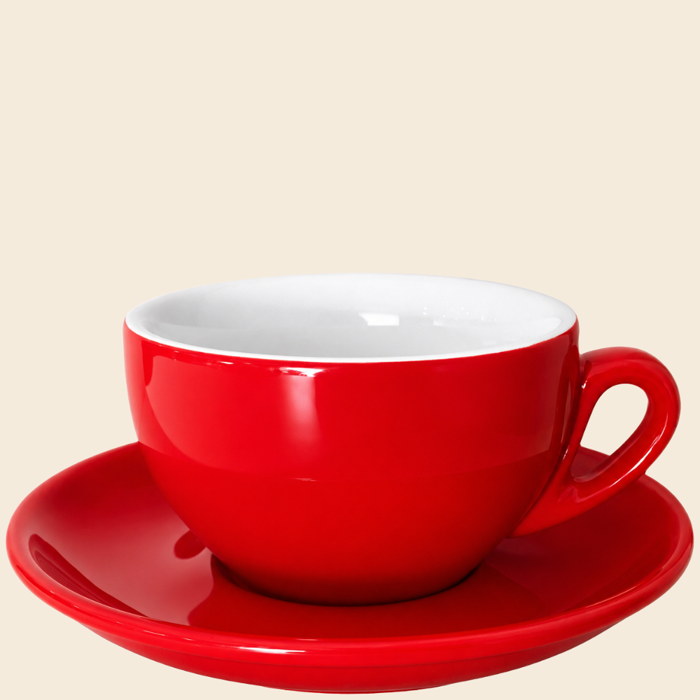 Nuova Point dickwandige Cappuccinotasse PALERMO rot 200 ml - 6 Ober - und Untertassen