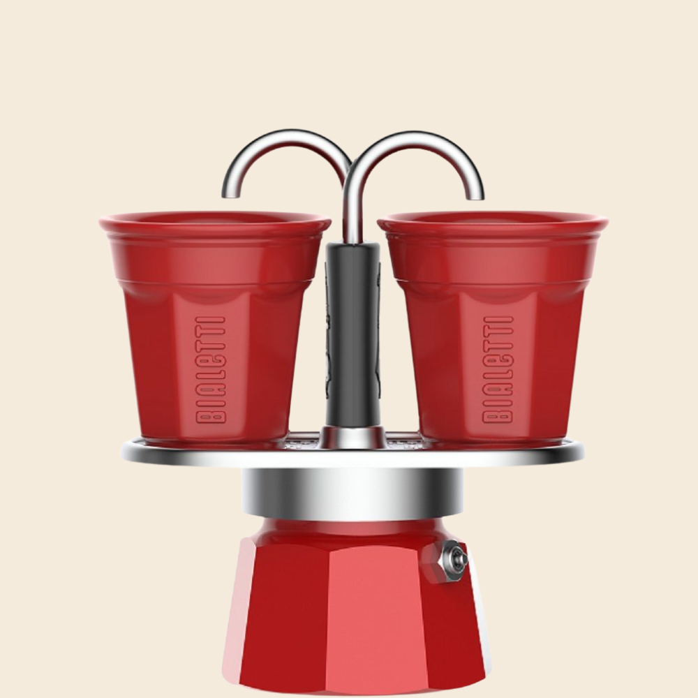 Bialetti Mini Express rot inklusive zwei Becher