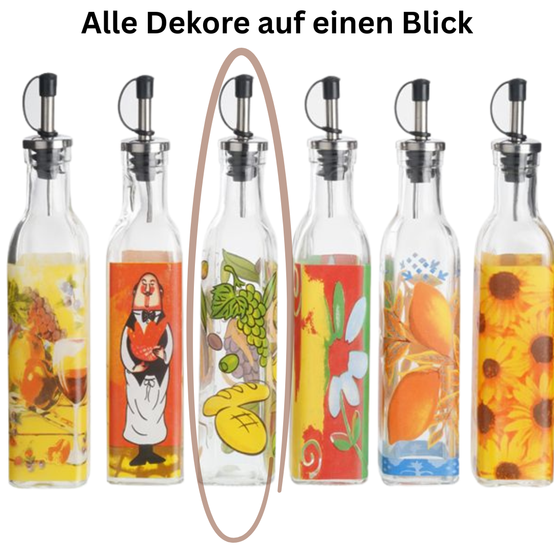 Forever EVA Ölflasche ITALIENISCHE GENUSSMOMENTE aus Glas mit Edelstahl Ausgießer