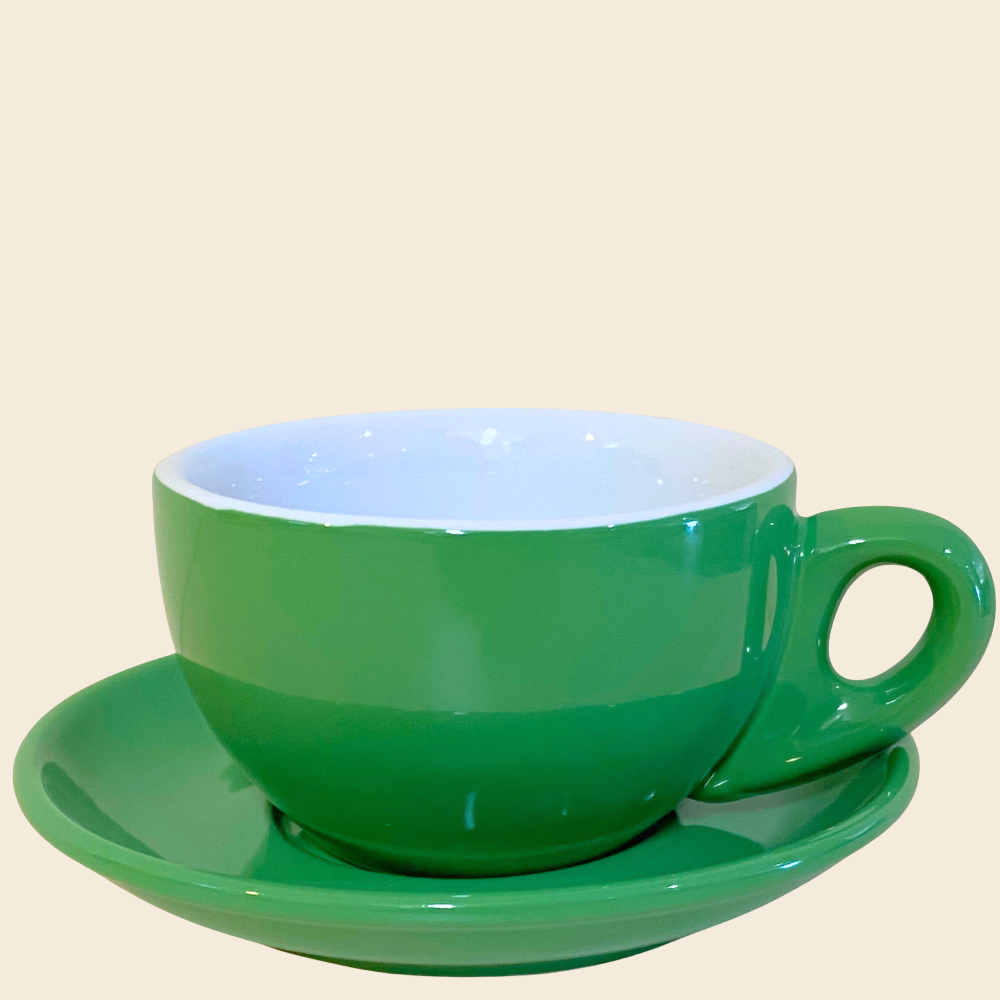 Nuova Point dickwandige Lattetasse PALERMO grün 260 ml - 6 Ober - und Untertassen