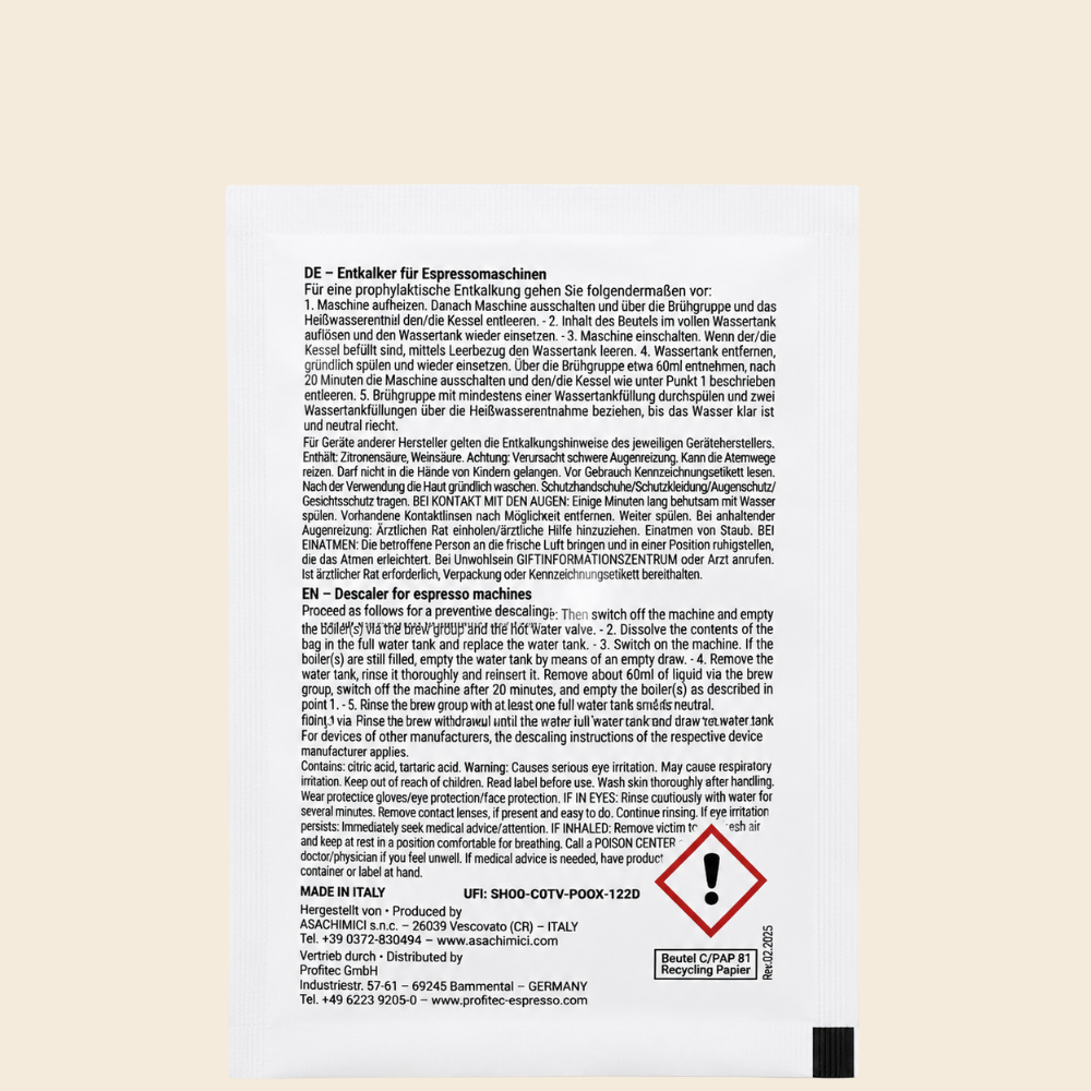 ECM Entkalker spezial Entkalkungspulver für Espresso-Siebträgermaschinen