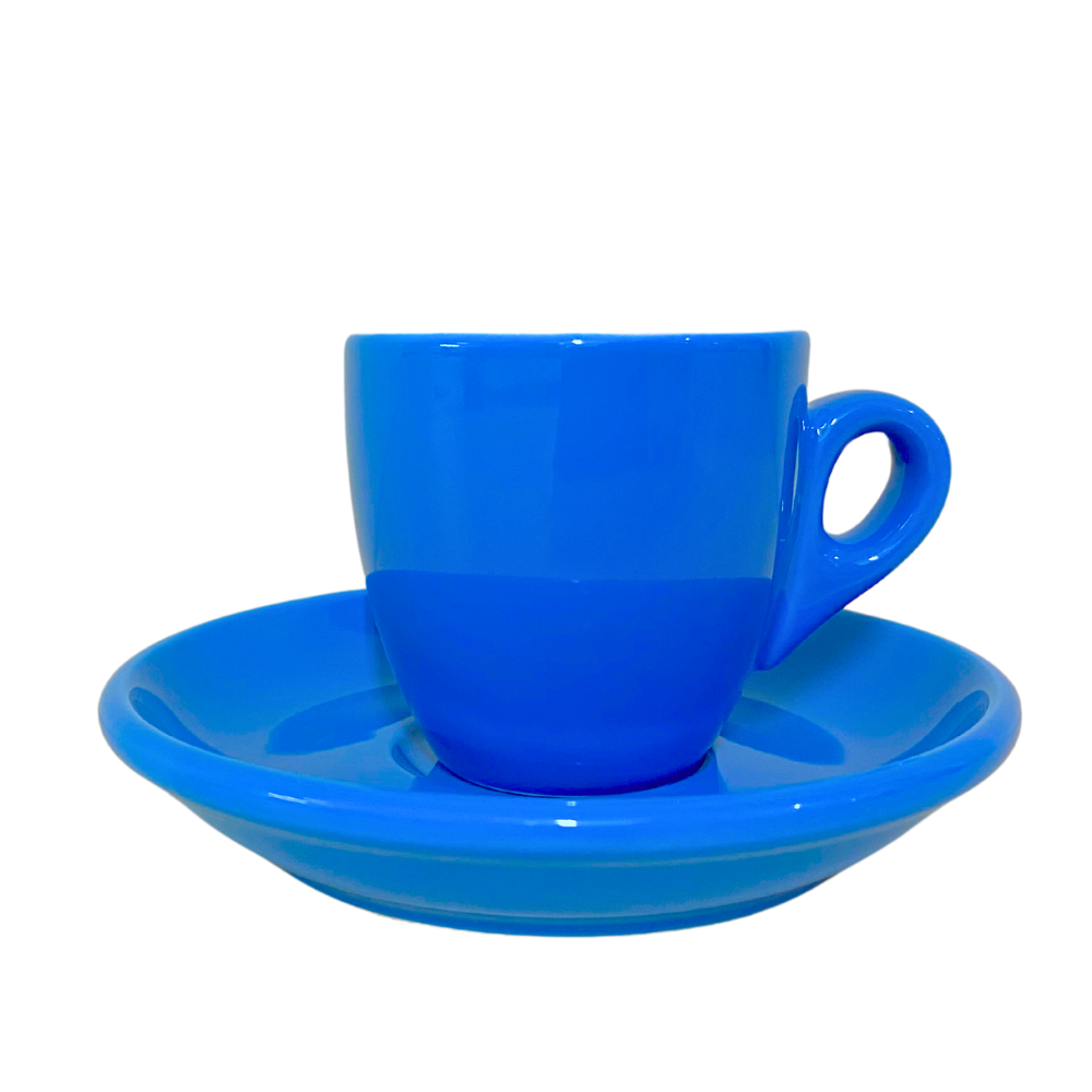 Nuova Point dickwandige Espressotasse PALERMO blau 56 ml - 6 Ober und Untertassen