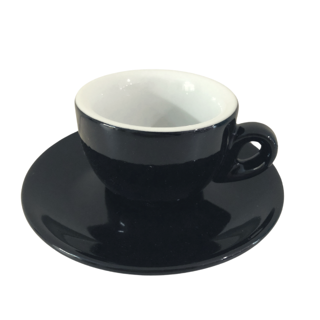 Nuova Point Espressotasse SORRENTO schwarz 62 ml, dickwandig - 6 Ober - und Untertassen