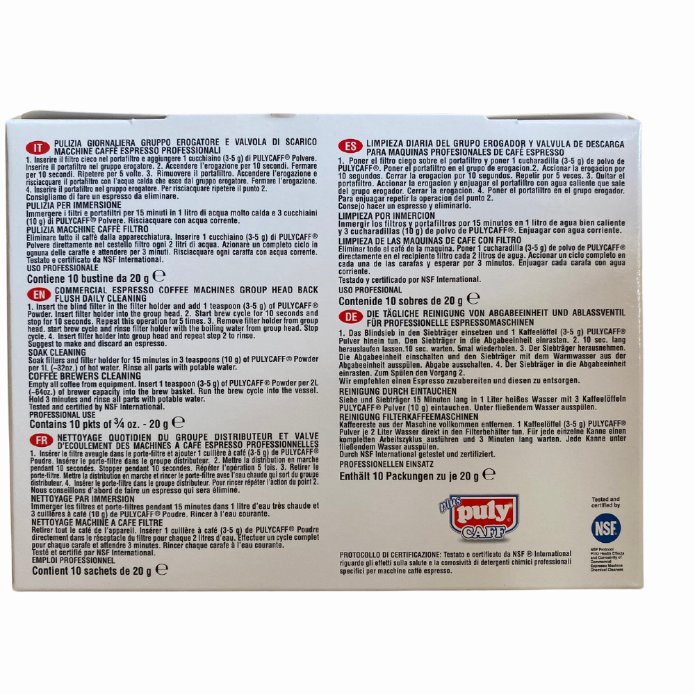 Puly Caff Plus Powder Kaffeefettreiniger für Espresso-Siebträgermaschinen 10 x 20g