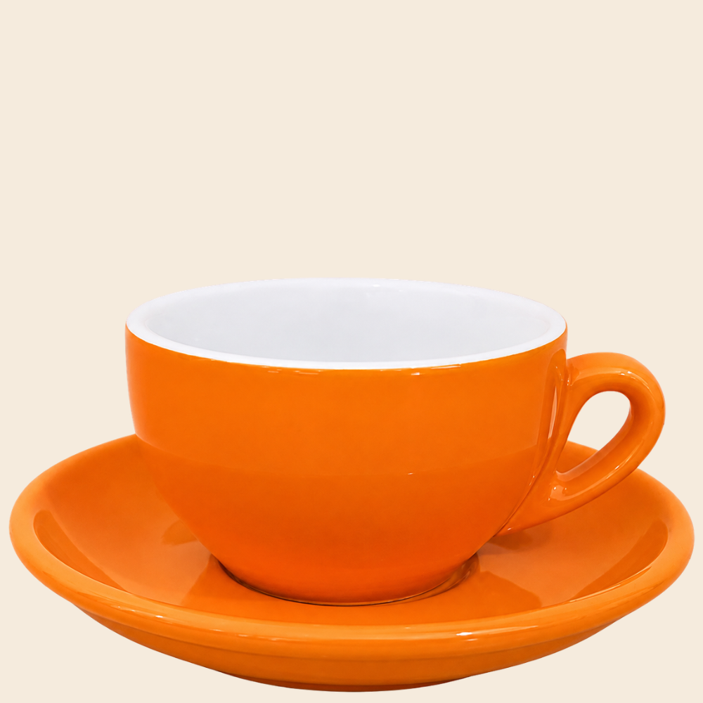 Nuova Point dickwandige Cappuccinotasse PALERMO orange 200ml - 6 Ober - und Untertassen