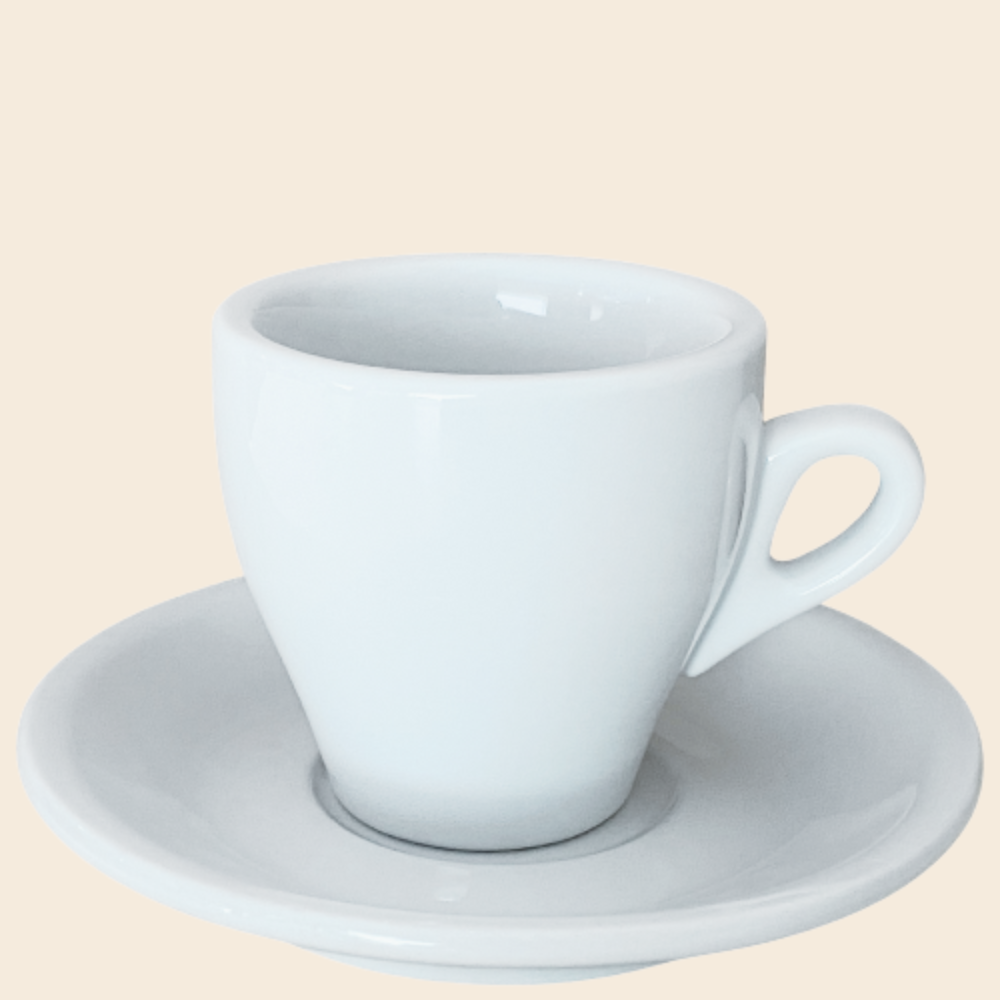 Nuova Point dickwandige Kaffeetasse MILANO weiß 160 ml - 6 Ober - und Untertassen