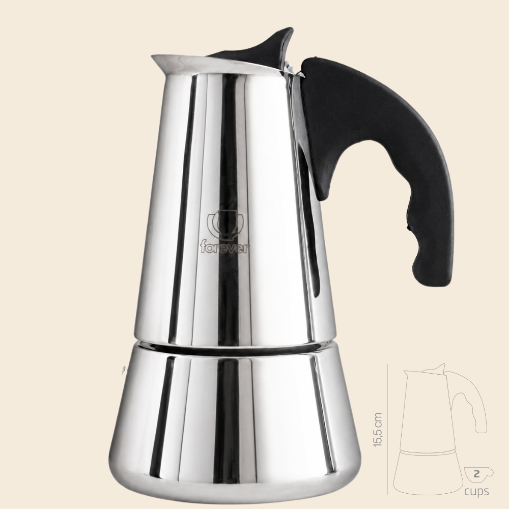 Forever Miss CONNY Edelstahl Espressokocher Induktion 2 Tassen