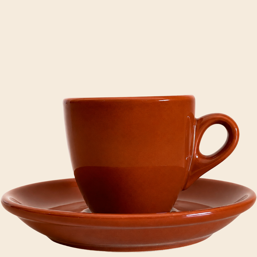 Nuova Point dickwandige Espressotasse PALERMO braun 56 ml - 6 Ober - und Untertassen