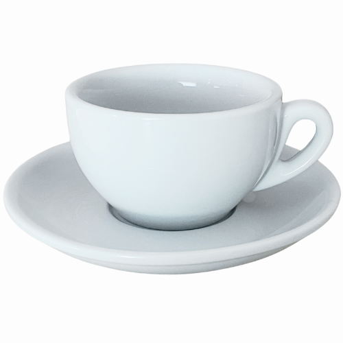 Nuova Point dickwandige Cappuccinotasse PALERMO weiß 200 ml - 6 Ober - und Untertassen