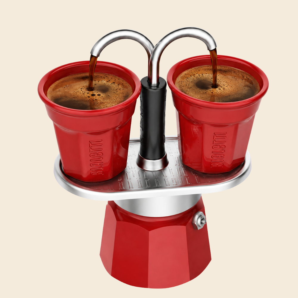 Bialetti Mini Express rot inklusive zwei Becher