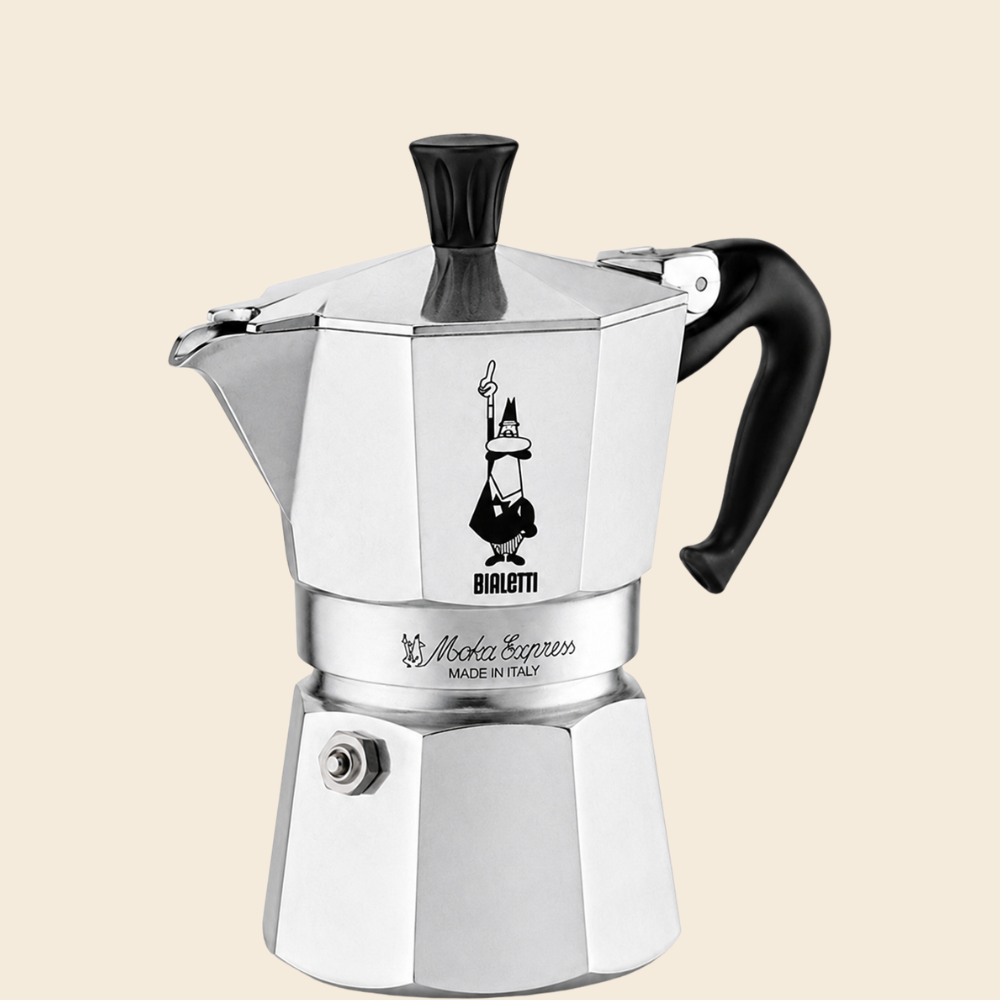 Bialetti Moka Express Herdkanne 1 Tasse - Höhe inkl. Knopf ca. 13,0 cm, Ø Boden ca. 6,5 cm