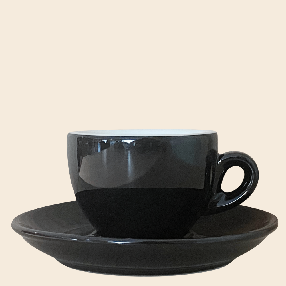 Nuova Point Espressotasse SORRENTO schwarz 62 ml, dickwandig - 6 Ober - und Untertassen