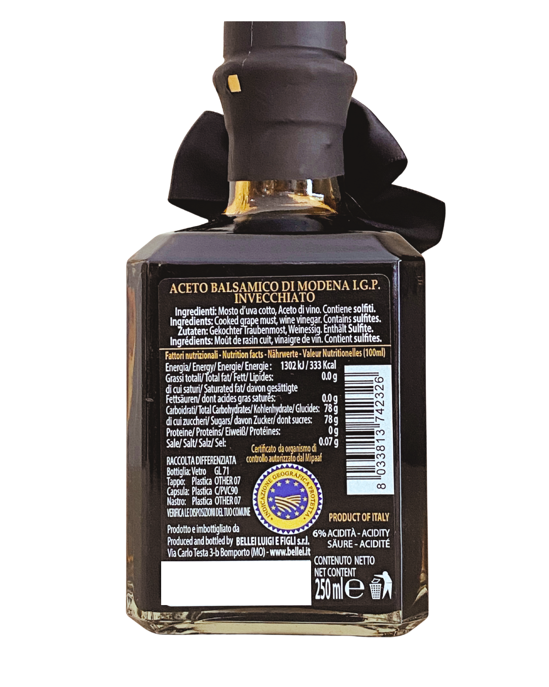 Bellei Aceto Balsamico di Modenà I.G.P. Nastro Nero 250ml