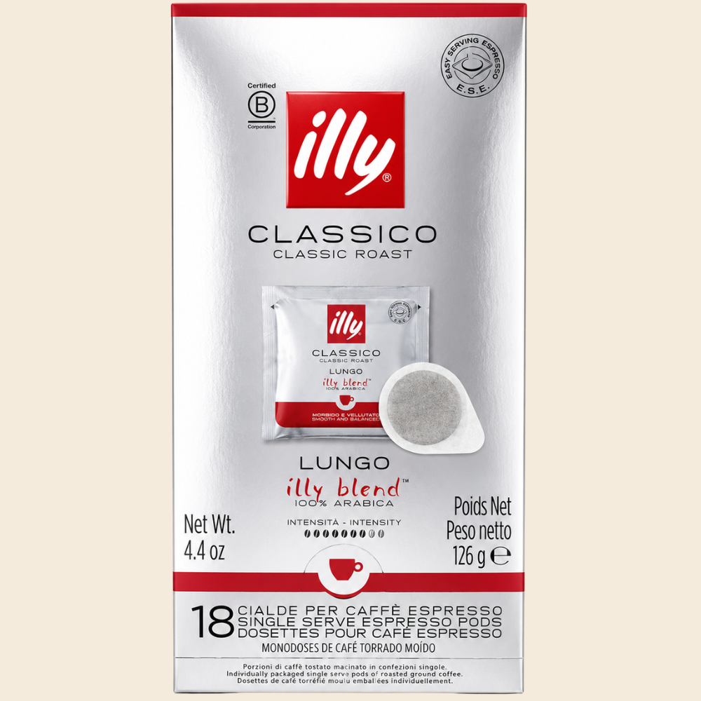 illy CLASSICO Lungo ESE Pads, erhältlich in 1, 6 oder 12 Kaffeepads