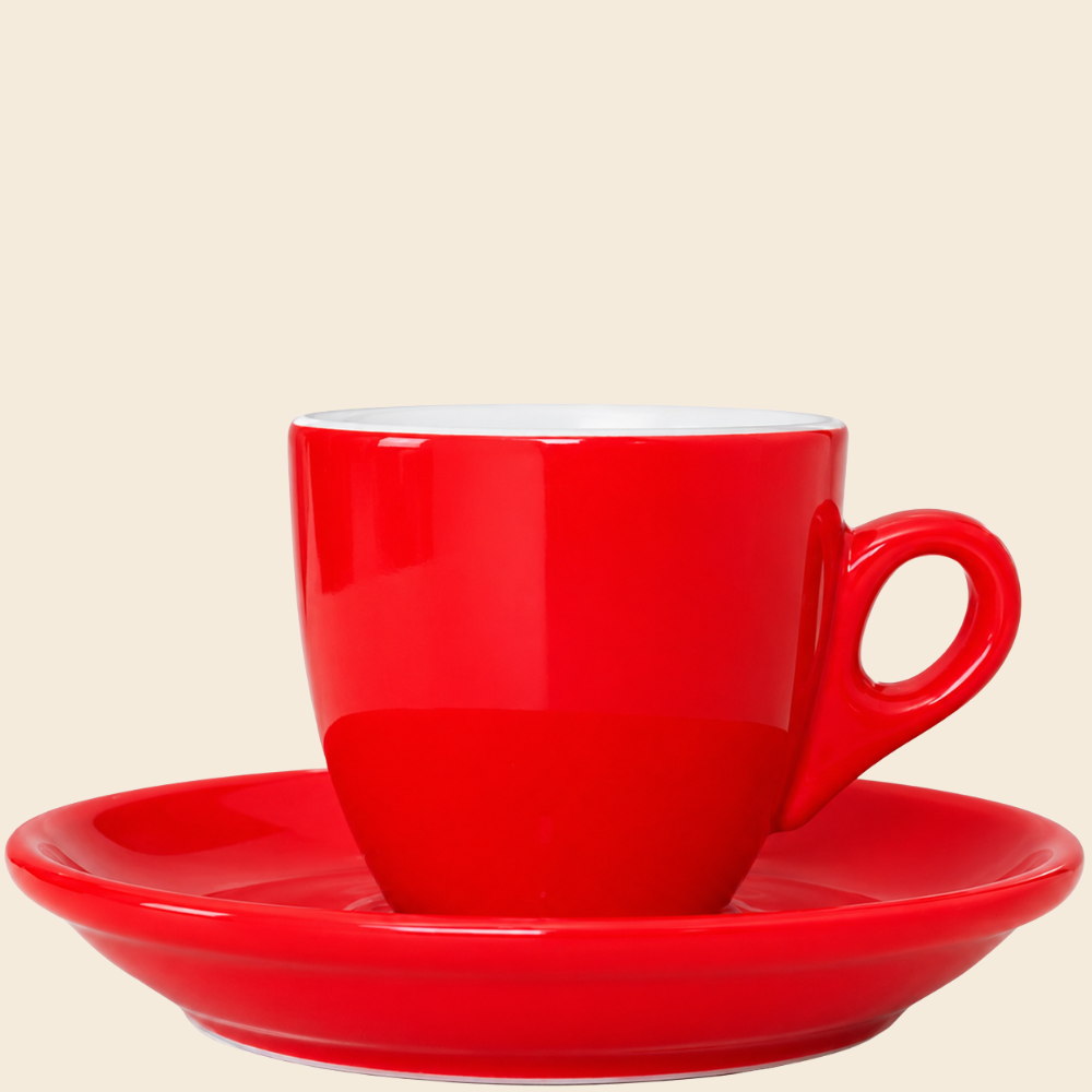 Nuova Point dickwandige Espressotasse PALERMO rot 56 ml - 6 Ober - und Untertassen