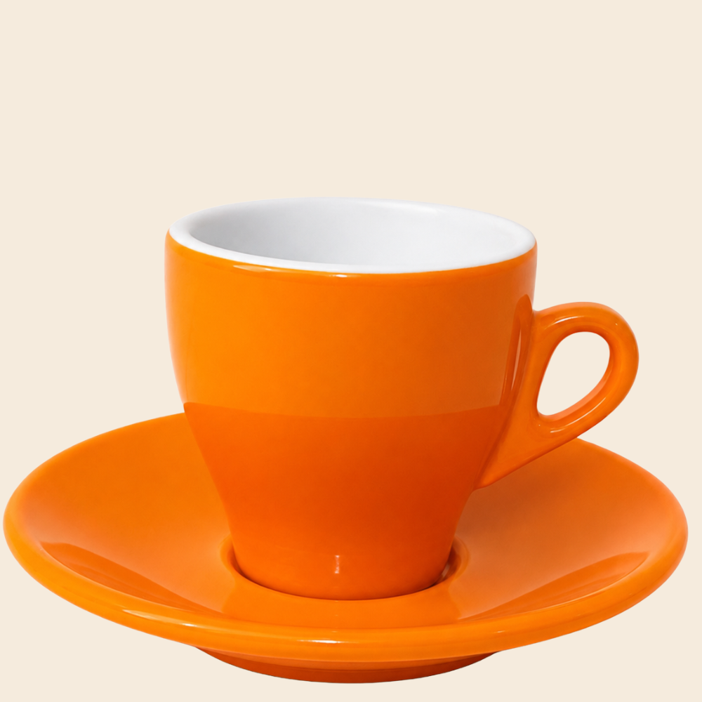 Nuova Point dickwandige Kaffeetasse MILANO orange 160 ml - 6 Ober - und Untertassen