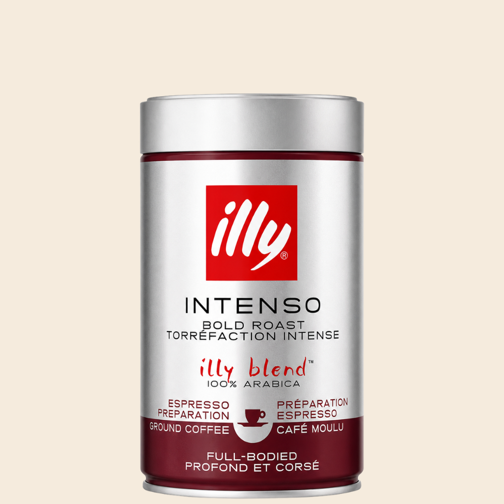 illy gemahlen intenso, erhältlich in 1, 12 oder 24 Dosen