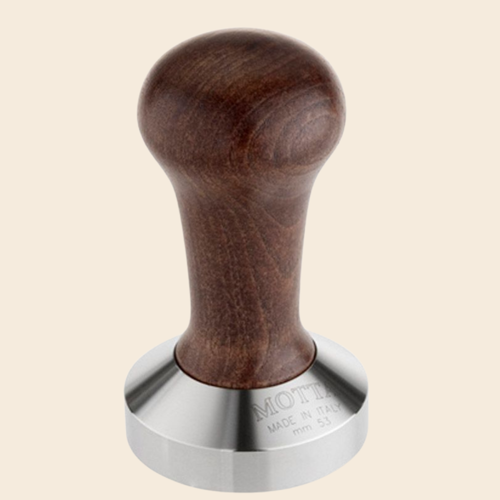 Motta Tamper Edelstahl mit Holzgriff braun 53mm