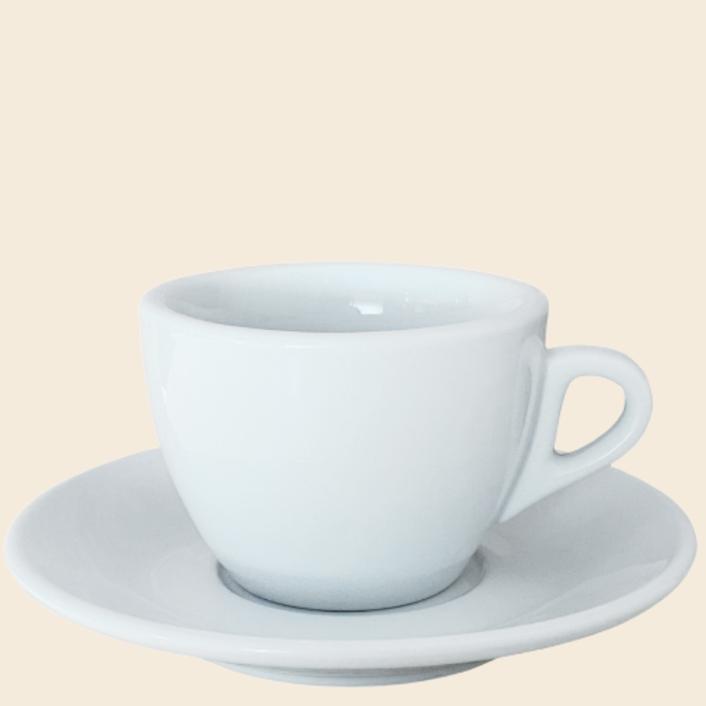 Nuova Point dickwandige Kaffeetasse PALERMO weiß 145 ml - 6 Ober - und Untertassen